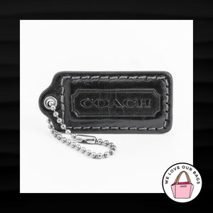 2.25" Medium COACH BLACK LEATHER NICKEL KEY FOB BAG CHARM KEYCHAIN HANGTAG TAG