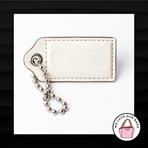 2.5" Large COACH WHITE LEATHER & SUEDE BACK KEY FOB BAG CHARM KEYCHAIN HANG TAG