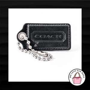 3" Large COACH BLACK LEATHER KEY FOB BAG CHARM KEYCHAIN HANGTAG TAG