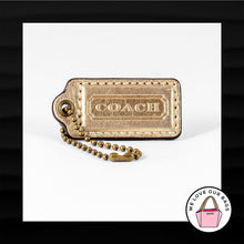 Load image into Gallery viewer, 2&quot; Medium COACH GOLD LEATHER BRASS KEY FOB BAG CHARM KEYCHAIN HANGTAG TAG
