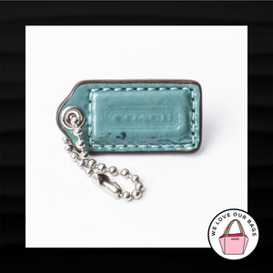 1.5" Small COACH TEAL BLUE PATENT LEATHER KEYFOB CHARM KEYCHAIN HANGTAG WRISTLET