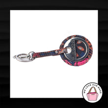 Load image into Gallery viewer, TYLER RODAN FABRIC CIRCLE PATTERN SILVER DISC KEY FOB BAG CHARM KEYCHAIN TAG
