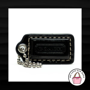 1.5" Small COACH BLACK PATENT LEATHER KEY FOB CHARM KEYCHAIN HANG TAG WRISTLET