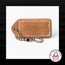 Load image into Gallery viewer, 2&quot; Medium COACH TAN BROWN SUEDE LEATHER BRASS KEY FOB BAG CHARM KEYCHAIN HANGTAG
