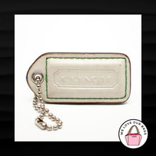 Load image into Gallery viewer, 2&quot; Medium COACH WHITE GREEN BACK LEATHER KEY FOB BAG CHARM KEYCHAIN HANGTAG TAG
