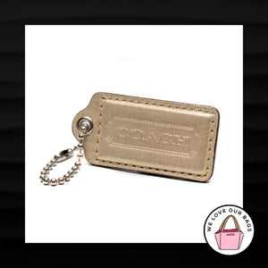 2.5" Large COACH GOLD SHIMMER LEATHER KEY FOB BAG CHARM KEYCHAIN HANG TAG