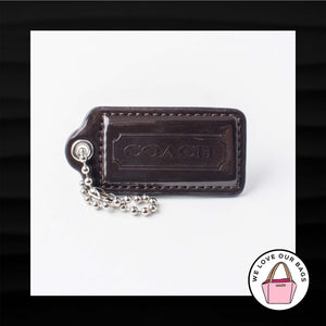 2.5" Large COACH BROWN PATENT LEATHER KEY FOB BAG CHARM KEYCHAIN HANGTAG TAG