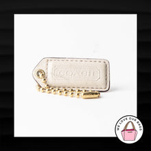 Load image into Gallery viewer, 2&quot; Medium COACH WHITE GOLD LEATHER BRASS KEY FOB BAG CHARM KEYCHAIN HANGTAG TAG
