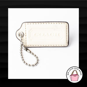 2.5" Large COACH WHITE PATENT LEATHER KEY FOB BAG CHARM KEYCHAIN HANGTAG TAG