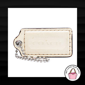 2.5" Large COACH IVORY CREAM PATENT LEATHER KEY FOB BAG CHARM KEYCHAIN HANG TAG