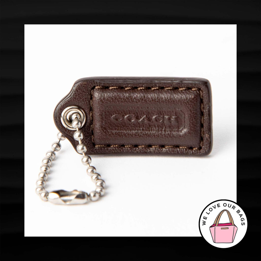 1.5″ Small COACH BROWN LEATHER KEY FOB CHARM KEYCHAIN HANG TAG WRISTLET