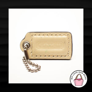 1.5" Small COACH IVORY PATENT LEATHER KEY FOB CHARM KEYCHAIN HANG TAG WRISTLET