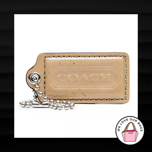 2.5" Large COACH TAN TAUPE PATENT LEATHER KEY FOB BAG CHARM KEYCHAIN HANGTAG