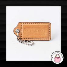 Load image into Gallery viewer, 2.5&quot; Large COACH TAN WHITE LEATHER KEY FOB BAG CHARM KEYCHAIN HANGTAG TAG
