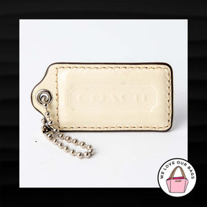2.5″ Large COACH IVORY PATENT LEATHER KEY FOB BAG CHARM KEYCHAIN HANGTAG TAG