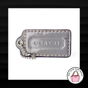 2.5" Large COACH GRAY PATENT LEATHER KEY FOB BAG CHARM KEYCHAIN HANGTAG TAG