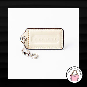 2.5" Large COACH WHITE IVORY PATENT LEATHER KEY FOB BAG CHARM KEYCHAIN HANGTAG TAG