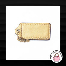 Load image into Gallery viewer, 2&quot; Medium COACH CREAM GOLD LEATHER BRASS KEY FOB BAG CHARM KEYCHAIN HANGTAG TAG
