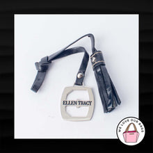 Load image into Gallery viewer, RARE! ELLEN TRACY BLACK LEATHER TASSEL LOOP STRAP KEY FOB BAG CHARM KEYCHAIN TAG

