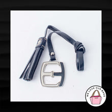 Load image into Gallery viewer, RARE! ELLEN TRACY BLACK LEATHER TASSEL LOOP STRAP KEY FOB BAG CHARM KEYCHAIN TAG
