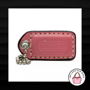 1.5" Small COACH PINK LEATHER KEY FOB CHARM KEYCHAIN HANG TAG WRISTLET