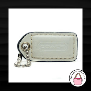 1.5" Small COACH WHITE LEATHER KEY FOB CHARM KEYCHAIN HANG TAG WRISTLET