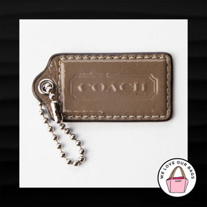 2.5" Large COACH BROWN TAUPE PATENT LEATHER KEY FOB BAG CHARM KEYCHAIN HANGTAG TAG