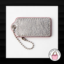 Load image into Gallery viewer, 2.5&quot; Large COACH PINK SILVER PATENT LEATHER KEY FOB BAG CHARM KEYCHAIN HANGTAG
