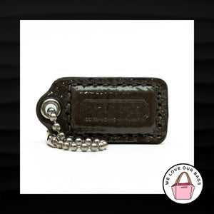 1.5" Small COACH GRAY PATENT LEATHER KEY FOB CHARM KEYCHAIN HANG TAG WRISTLET