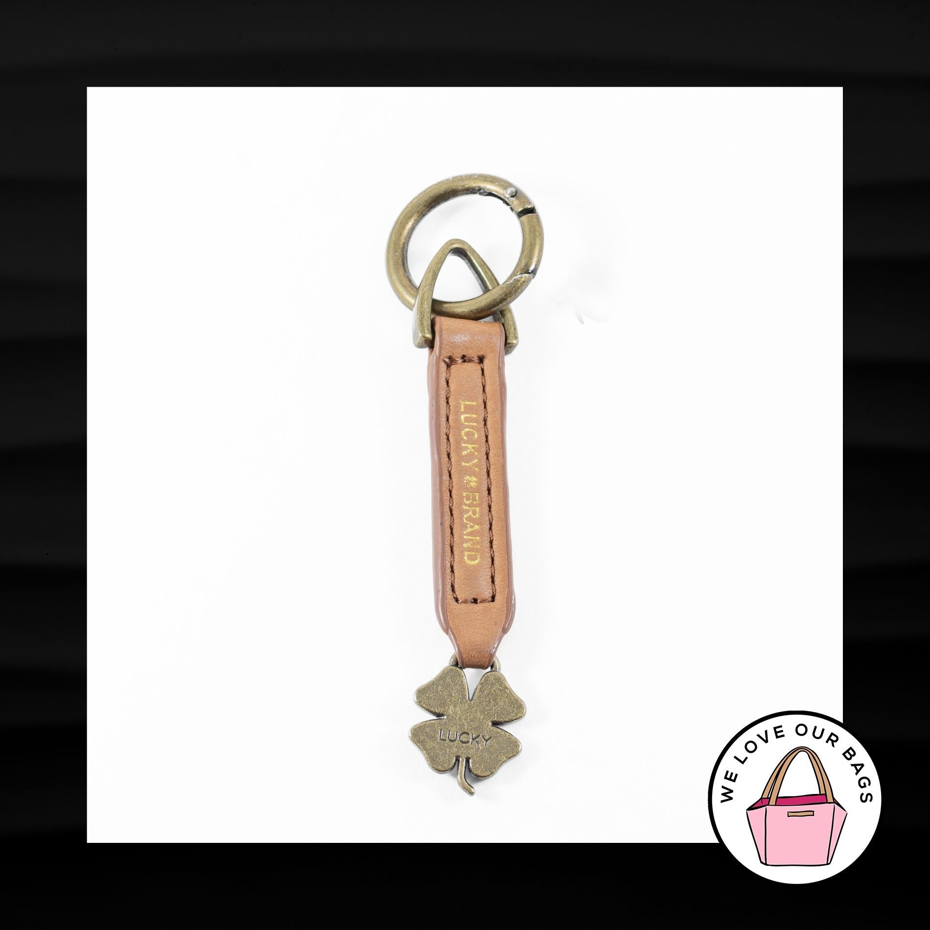 LUCKY BRAND BROWN LEATHER AND ANTIQUE BRASS KEY FOB BAG CHARM KEYCHAIN – We  Love Our Bags