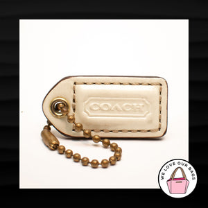 1.5" Small COACH IVORY PATENT LEATHER BRASS KEY FOB KEYCHAIN HANG TAG WRISTLET