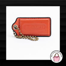 Load image into Gallery viewer, 2.5&quot; COACH ORANGE WHITE PATENT LEATHER BRASS KEY FOB BAG CHARM KEYCHAIN HANG TAG
