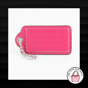 3" Large COACH PINK PATENT LEATHER NICKEL KEY FOB BAG CHARM KEYCHAIN HANG TAG