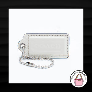 2.5" Large COACH WHITE PATENT LEATHER NICKEL KEY FOB BAG CHARM KEYCHAIN HANG TAG