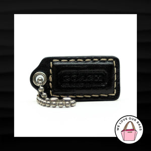 1.5" Small COACH BLACK LEATHER KEY FOB CHARM KEYCHAIN HANG TAG WRISTLET