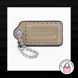1.5" Small COACH TAN TAUPE LEATHER NICKEL FOB CHARM KEYCHAIN HANGTAG WRISTLET