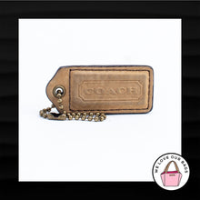 Load image into Gallery viewer, 2&quot; Medium COACH TAN BROWN LEATHER BRASS KEY FOB BAG CHARM KEYCHAIN HANGTAG TAG
