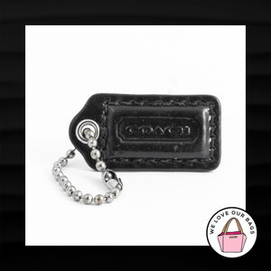 1.5" Small COACH BLACK PATENT LEATHER KEY FOB CHARM KEYCHAIN HANG TAG WRISTLET