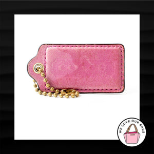 3" Large COACH PINK LEATHER BRASS KEY FOB BAG CHARM KEYCHAIN HANGTAG TAG
