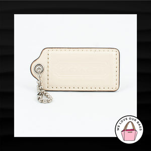 2.5" COACH WHITE IVORY PATENT LEATHER KEY FOB BAG CHARM KEYCHAIN HANGTAG TAG