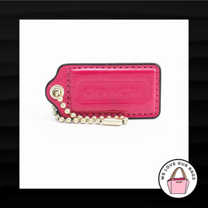2.5" Large COACH PINK PATENT LEATHER BRASS KEY FOB BAG CHARM KEYCHAIN HANG TAG