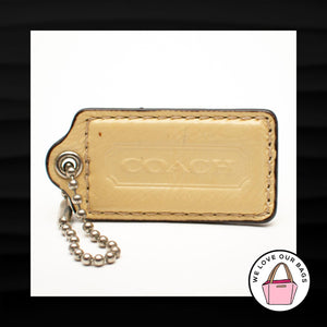2.5" Large COACH YELLOW WHITE LEATHER KEY FOB BAG CHARM KEYCHAIN HANGTAG TAG