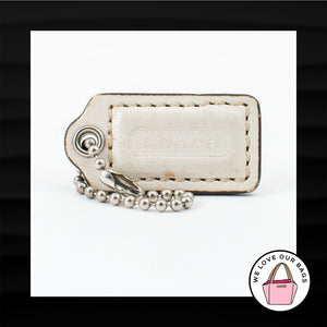 1.5" Small COACH WHITE GOLD LEATHER KEY FOB CHARM KEYCHAIN HANG TAG WRISTLET