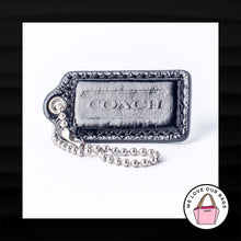 Load image into Gallery viewer, 2&quot; Medium COACH BLACK SILVER PATENT LEATHER KEY FOB BAG CHARM KEYCHAIN HANGTAG TAG

