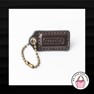 1.5" COACH BROWN PATENT LEATHER BRASS KEY FOB CHARM KEYCHAIN HANG TAG WRISTLET