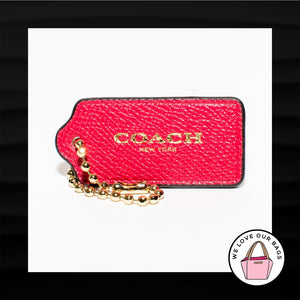 2.25" Med COACH NEW YORK PINK PEBBLE LEATHER BRASS KEY FOB BAG  KEYCHAIN HANGTAG