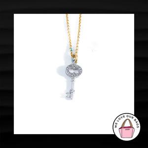 JUICY COUTURE PAVE CRYSTAL RHINESTONE KEY PENDANT THIN GOLD CHAIN NECKLACE 16"