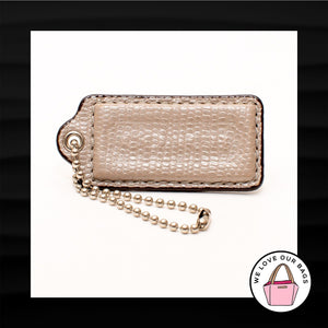 2.25" COACH TAUPE BEIGE EMBOSSED LEATHER KEY FOB BAG CHARM KEYCHAIN HANGTAG TAG