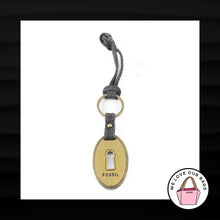 Load image into Gallery viewer, FOSSIL GOLD BRASS KEY GREEN LEATHER LOOP STRAP FOB BAG CHARM KEYCHAIN HANGTAG
