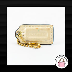 1.5" COACH PEARL CREAM PATENT LEATHER BRASS KEY FOB CHARM KEYCHAIN HANG TAG